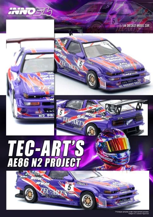 Inno64 Toyota AE 86 Sprinter Trueno N2 Project Tec Arts Purple 2024 1/64 Diecast