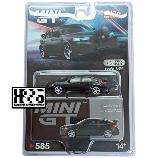 Mini GT 585 Honda Civic Type R Crystal Black Pearl 2023 W Advan GT Wheel 2024 MiJo Exclusive